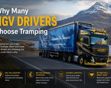 Jordan TM Volvo truck parked during a UK tramper driver's working week
