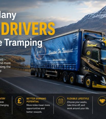 Jordan TM Volvo truck parked during a UK tramper driver's working week